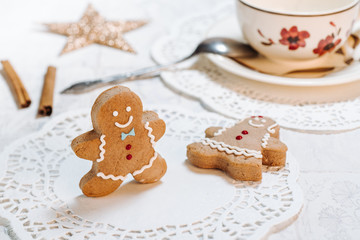 Obraz na płótnie Canvas Hand made Christmas theme decorated cookies