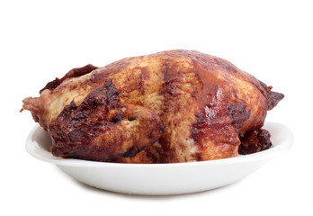 Pieces of chicken on a white background