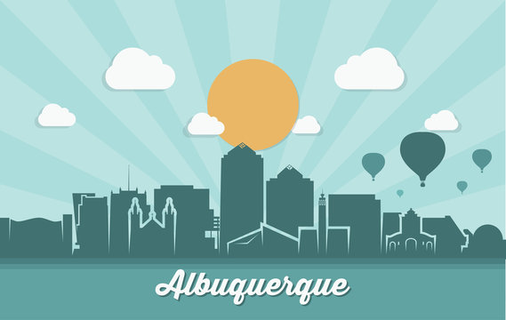 Albuquerque skyline - ribbon banner - New Mexico
