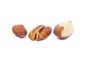 Mixed nuts isolated on white background