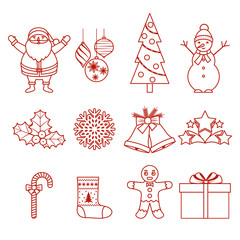 Set of Christmas outline icons