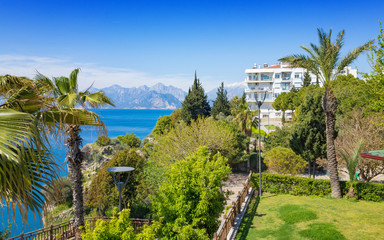 Fototapeta na wymiar Sunny day in popular resort city Antalya, Turkey
