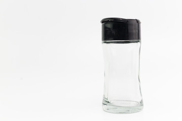 The Bottle of transparent glass with black plastic flip up cover