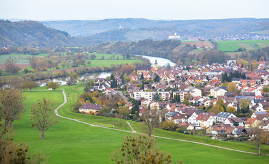Fototapeta na wymiar View to Offenau from tower in Bad Wimpfen