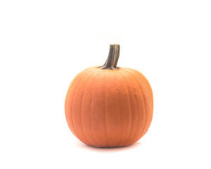 Fresh large orange pumpkin isolated on white background