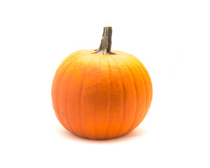 Fresh large orange pumpkin isolated on white background