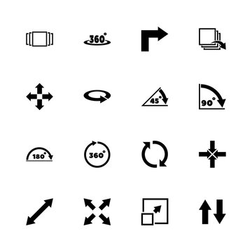Rotate icons - Expand to any size - Change to any colour. Flat Vector Icons - Black Illustration on White Background.