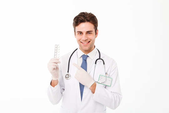 Portrait of a happy young male doctor with stethoscope