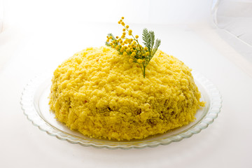 Traditional mimosa cake for Mother's Day