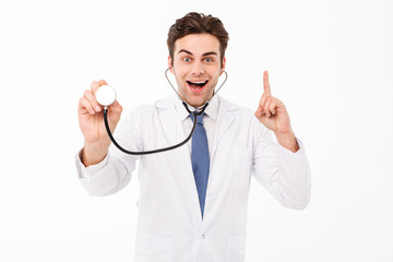 Portrait of an excited handsome male doctor