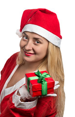 Santa girl with gift