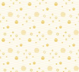 Yellow circles and wavy lines, abstract geometric seamless pattern - 180901674