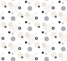 Eenvoudige grijze cirkels op witte achtergrond, abstract geometrisch naadloos patroon