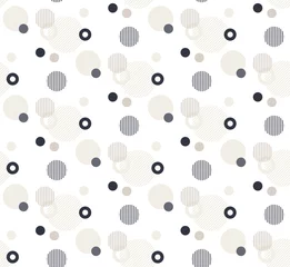 Behang Cirkels Eenvoudige grijze cirkels op witte achtergrond, abstract geometrisch naadloos patroon