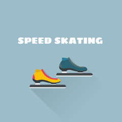Speed skating flat vector illustration. Vector illustration. Winter Sport.