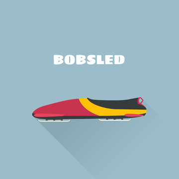 Bobsled flat concept vector illustration. Vector illustration. Winter Sport Bobsleigh.