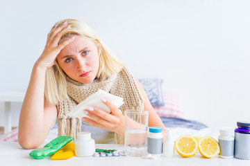 Girl having flu