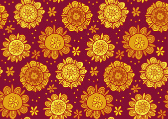 Concept abstract floral vector illustration. Stylized marigold flowers in pale pastel color. Seamless pattern.