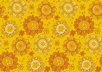 Concept abstract floral vector illustration. Stylized marigold flowers in pale pastel color. Seamless pattern.