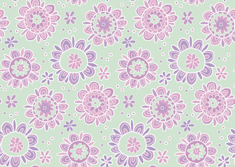 Concept abstract floral vector illustration. Stylized marigold flowers in pale pastel color. Seamless pattern.