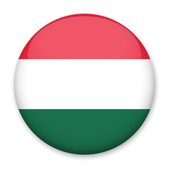 Flag of Hungary in the form of a round button with a light glare and a shadow. The symbol of Independence Day, a souvenir, a button for switching the language on the site, an icon.