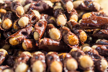 Chocolate covered nuts at Chocolate Exhibition, 