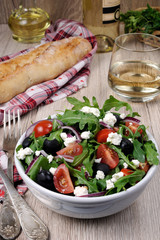 Greek salad with arugula