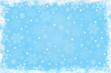 Белые снежинки на голубом фоне. - obrazy, fototapety, plakaty