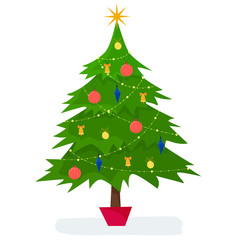 Decorated christmas tree with gift boxes