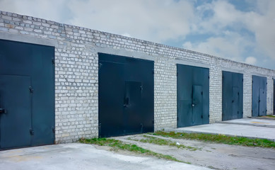 row of black garages