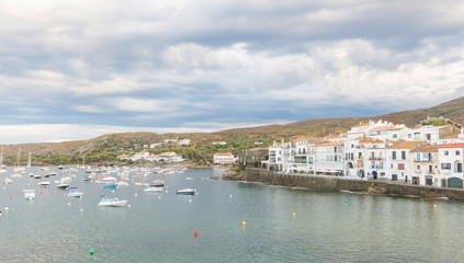 Naklejka na ściany i meble Panoramic view of Cadaques on Mediterranean seaside, Spain