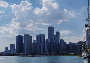 Obraz premium Panoramę Chicago i duże budynki biurowe