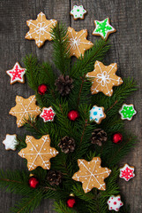 Christmas ginger and honey colorful cookies