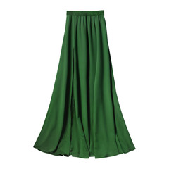 Dark green airy subtle long elegant maxi skirt isolated white