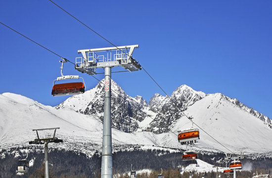 Chairlift in Tatranska Lomnica. Slovakia