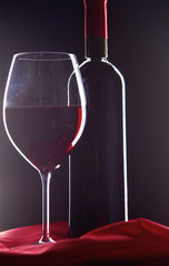 bottle of wine and glass on the table