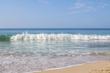 White sand beach and blue sky
