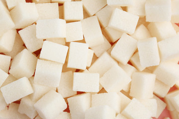White sugar cubes background