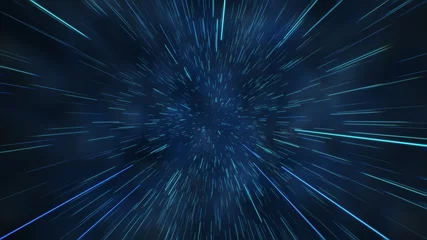Fototapete Universum Abstrakter Flug im Weltraum Hypersprung 3D-Darstellung