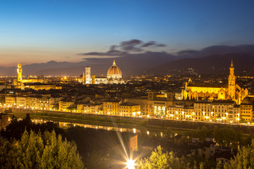 Fototapeta na wymiar Panorama view of Florence after sunset from Piazzale Michelangelo