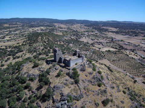 Castillo de Burguillos del Cerro,pueblo de Badajoz Extremadura, España