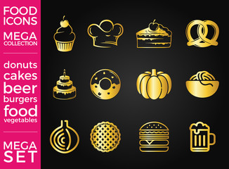 Mega Pack and Mega Set vector food icons set