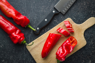 Sliced red pepper.
