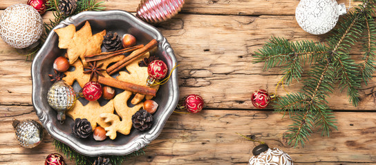 Christmas cookies and baubles