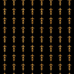 Floral Background - Seamless Black and Gold Flower Pattern