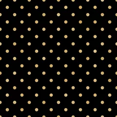 Foto op Aluminium Polka dot Naadloze patroon met zwarte en gouden foliepolkadot