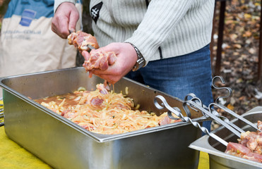 stringing on a skewer for a tasty barbecue