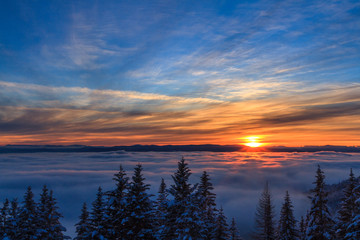 Winter Inversion Sunset