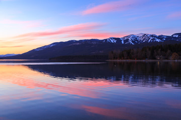 Ski Mountain Lake Sunset