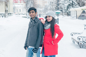 The students from India. Having fun in the snow